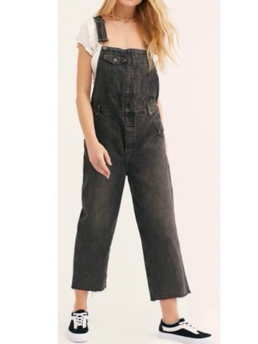 Free People We The Free Baggy Boyfriend Overalls Black
